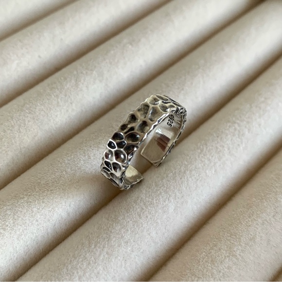 meteor crater ring crater ring sterling silver ring stacking ring silver - Picture 2 of 2